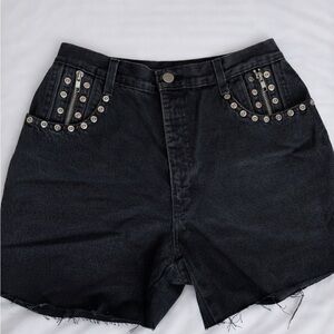 Vintage Black Studded Denim Shorts